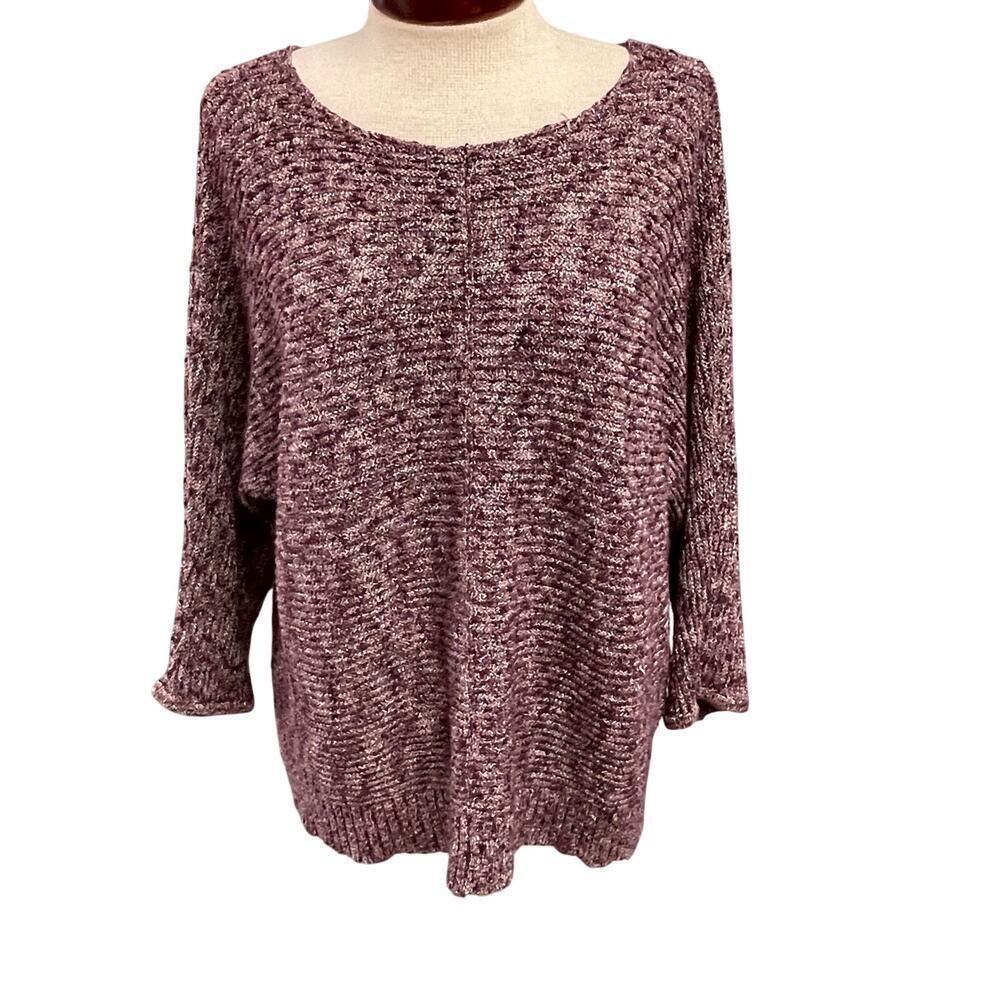 Chicos Loose Knit Sweater Size 3 or XL 16 Casual Minimalist Polished Marled Top